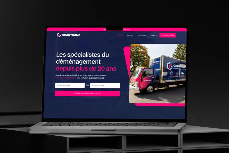 Site web complété par Agence Flores pour son client: Déménagement Chartrand